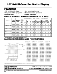 MTAN6415-CHRG datasheet: 1.5 inches 8x8 bi-color dot matrix display. Peak wavelength @ 20 mA 567 or 638 nm. Emitted color green or orange. MTAN6415-CHRG