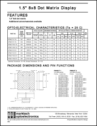 MTAN7115M-21C datasheet: 1.5 inches 8x8 dot matrix display. Peak wavelength 660 nm. Emitted color ultra red. Surface color black. Epoxy color white. MTAN7115M-21C