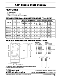 MTN4118-AHR datasheet: 1.8 inches single digit display. Peak wavelength 635 nm. Emitted color hi-eff red . Surface color red. Epoxy color red. MTN4118-AHR