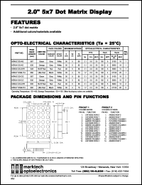 MTAN2120-AG datasheet: 2.0 inches 5x7 dot matrix display. Peak wavelength 567 nm. Emitted color green. Surface color grey. Epoxy color white. MTAN2120-AG