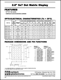 MTAN7120M-11A datasheet: 2.0 inches 5x7 dot matrix display. Peak wavelength 660 nm. Emitted color ultra red. Surface color black. Epoxy color white. MTAN7120M-11A