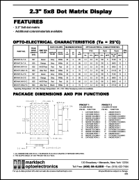 MTAN2124-11A datasheet: 2.3 inches 5x8 dot matrix display. Peak wavelength 567 nm. Emitted color green. Surface color grey. Epoxy color white. MTAN2124-11A