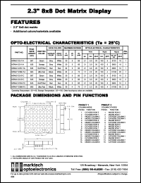 MTAN2123-11A datasheet: 2.3 inches 8x8 dot matrix display. Peak wavelength 567 nm. Emitted color green. Surface color grey. Epoxy color white. MTAN2123-11A