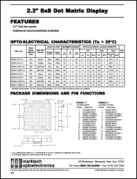 MTAN7123M-11A datasheet: 2.3 inches 8x8 dot matrix display. Peak wavelength 660 nm. Emitted color ultra red. Surface color black. Epoxy color white. MTAN7123M-11A