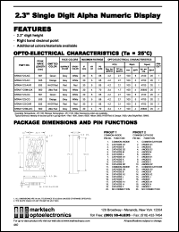 MTAN2123-CG datasheet: 2.3 inches single digit alpha numeric display. Peak wavelength 567 nm. Emitted color green. Surface color grey. Epoxy color white. MTAN2123-CG