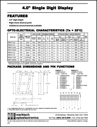 MTN4141-CHR datasheet: 4.0 inches single digit display. Peak wavelength 635 nm. Emitted color hi-eff red. Surface color red. Epoxy color red. MTN4141-CHR