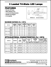 MT6324-URUY datasheet: 3 leaded bi-color tri-state LED lamp. Lens color water clear. Peak wavelength(nm): 645(UR), 595(UY). Lumin. inten. typ.(mcd) @ 20 mA: 300(UR), 430(UY). MT6324-URUY