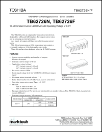 TB62726F datasheet: 16-bit constant current LED driver with operating voltage of 3.3V. TB62726F
