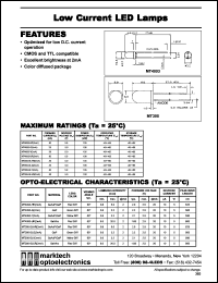 MT4093-UR datasheet: Low current LED lamp. Peak wavelength 660 nm. Lens color red diff. Lumin. int.(mcd) @ 2mA: 8(min), 20(max). MT4093-UR