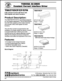 TB62705CP datasheet: 8-bit constant current LED driver with shift register and latch functions. TB62705CP