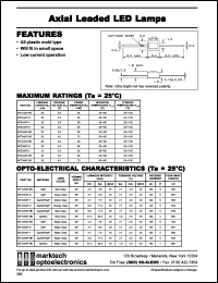 MT144AP-RG datasheet: Axial leaded LED lamp. Peak wavelength 700 nm. Lens color red clear. Luminous intensity(mcd) @20mA: 2.2(min), 3.6(typ). MT144AP-RG