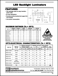 MTBL4410-A datasheet: LED backlight luminator. Peak wavelength 610 nm. Lens color amber. Luminous intensity(mcd) @20mA: 21.3(min), 35.6(typ). MTBL4410-A