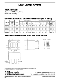 MTB5000-G datasheet: LED lamp arrays. Peak wavelength 567 nm. Emitted color green. MTB5000-G