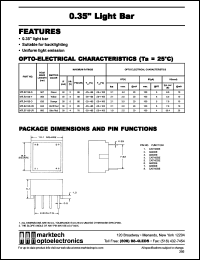 MTLB4135-HR datasheet: 0.35 inches light bar. Peak wavelength 635 nm. Emitted color hi-eff red. MTLB4135-HR