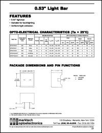 MTLB3160-Y datasheet: 0.53 inches light bar. Peak wavelength 585 nm. Emitted color yellow. MTLB3160-Y