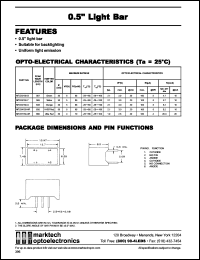 MTLB2150-G datasheet: 0.5 inches light bar. Peak wavelength 567 nm. Emitted color green. MTLB2150-G