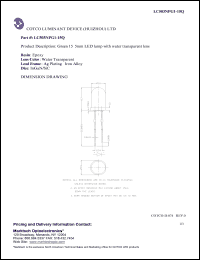 LC503NPG1-15Q datasheet: Green 15 degrees 5 mm LED lamp with water transparent lens. Wavelength(typ.) 525 nm. Luminous intensity(typ.) 6000 mcd. LC503NPG1-15Q