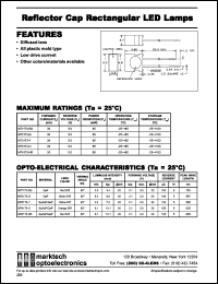 MT2173-G datasheet: Reflector cap rectangular LED lamps. Lens color green diff. Luminous intensity (mcd) @20mA: 5.3(min.), 8.8(typ.). Peak wavelength 567 nm. MT2173-G