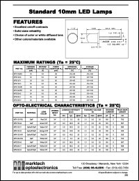 MT3133-Y datasheet: Standard 10mm LED lamp. Lens color yellow diff. Luminous intensity(mcd): 4.8(min), 90.0(typ) @20mA. Peak waveiength 585 nm. MT3133-Y