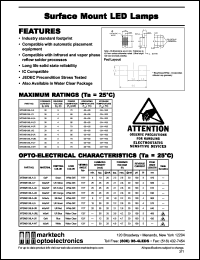 MTSM5100LB-UR datasheet: Surface mount LED lamp. Emitting color UR red. Lens color white diff. Luminous intensity(mcd): 20(min),35(typ) @20mA. Peak wavelength 640 nm. MTSM5100LB-UR