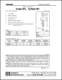 TLPGE19T datasheet: TOSHIBA InGaAlP LED . Color pure-green. Typ. emission wavelength @20mA 558 nm. Luminous intensity @20mA 153(min), 500(typ) mcd. TLPGE19T