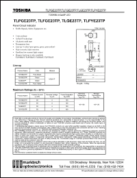 TLGE23TP datasheet: TOSHIBA InGaAlP LED. Color green. Peak emission wavelength(typ) @20mA 574 nm. Luminous intensity @20mA 2720(min), 7000(typ) mcd. TLGE23TP