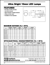 MT7333-UR datasheet: Ultra bright 10mm LED lamp. Lens color water clear. Peak wavelength 660 nm. Luminous intensity @20mA 240(min), 400(typ) mcd. MT7333-UR