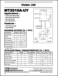 MT2010A-UY datasheet: Visible LED. Color sensor. Paper sensor. Bar code reader. Peak emission wavelength 590 nm. MT2010A-UY