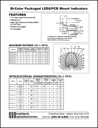 MT2064-HRGCT datasheet: Bi-color packaged LED/PCB mount indicator. Color green/orange. Lens color white diff. Luminous intensity (typ) @20mA 13/15 mcd Peak wavelength 567/635 nm. MT2064-HRGCT