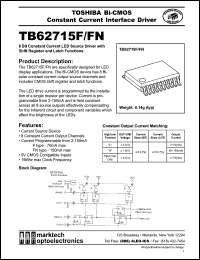 TB62715FN datasheet: 8 bit constant current LED source driver with shift register and latch functions. TB62715FN