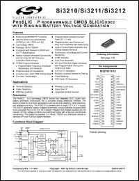 Si3210-KT datasheet: ProSLIC. Programmable CMOS SLIC/codec with ringing/battery voltage generation. Si3210-KT