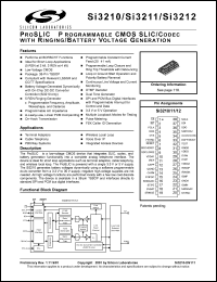 Si3212-KT datasheet: ProSLIC. Programmable CMOS SLIC/codec with ringing/battery voltage generation. Si3212-KT