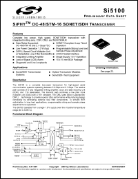 Si5100-BC datasheet: SiPHY OC-48/STM-16 SONET/SDH transceiver. Si5100-BC