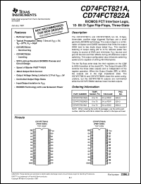 CD74FCT821AEN datasheet:  BICMOS FCT INTERFACE LOGIC 10-BIT NON-INVERTING D-TYPE FLIP-FLOPS WITH 3-STATE OUTPUTS CD74FCT821AEN