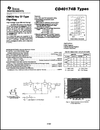 CD40174BE datasheet:  CMOS HEX D-TYPE FLIP-FLOP CD40174BE