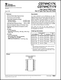 CD54HCT174F datasheet:  HIGH SPEED CMOS LOGIC HEX D-TYPE FLIP-FLOPS WITH RESET CD54HCT174F