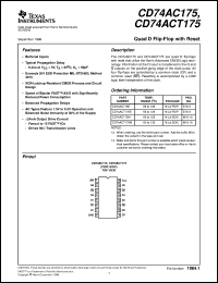 CD74ACT175E datasheet:  QUAD D-TYPE FLIP-FLOPS WITH RESET CD74ACT175E