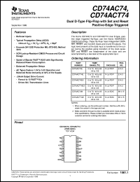 CD74ACT74M datasheet:  DUAL POSITIVE-EDGE-TRIGGERED D-TYPE FLIP-FLOPS WITH SET AND RESET CD74ACT74M