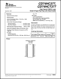 CD74HC377E datasheet:  HIGH SPEED CMOS LOGIC OCTAL D-TYPE FLIP-FLOPS WITH DATA ENABLE CD74HC377E