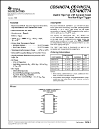 CD74HC74E datasheet:  HIGH SPEED CMOS LOGIC DUAL POSITIVE-EDGE-TRIGGERED D-TYPE FLIP-FLOPS WITH SET AND RESET CD74HC74E