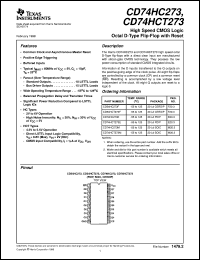 CD74HCT273E datasheet:  HIGH SPEED CMOS LOGIC OCTAL D-TYPE FLIP-FLOP WITH RESET CD74HCT273E