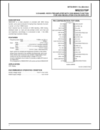 M52337SP datasheet: 3-channel vodeo preamplifier with OSD mixing function for high-resolution color displays M52337SP