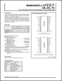 M5M44800CTP-7 datasheet: EDO (hyper page mode) 4194304-bit (524288-word by 8-bit) dynamic RAM M5M44800CTP-7