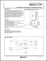 M62021L datasheet: System reset IC with switch for memory back-up M62021L