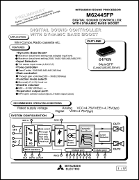 M62445FP datasheet: Digital sound controller with dynamic bass boost M62445FP