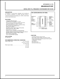 M64892AGP datasheet: Serial input PLL frequency synthesizer for TV/VCR M64892AGP