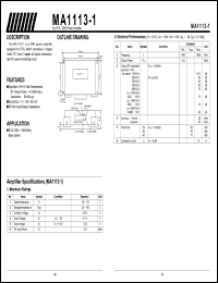 MA1113-1 datasheet: 20W high power amplifier for PCS MA1113-1