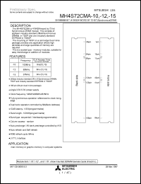 MH4S72CMA-10 datasheet: 301989888-bit (4194304-word by 72-bit) synchronous DRAM MH4S72CMA-10