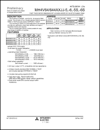 MH4V64AXJJ-5 datasheet: 268435456-bit (4194304-word by 64-bit) dynamic RAM MH4V64AXJJ-5