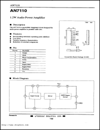 AN7110 datasheet: 1.2W audio power amplifier AN7110